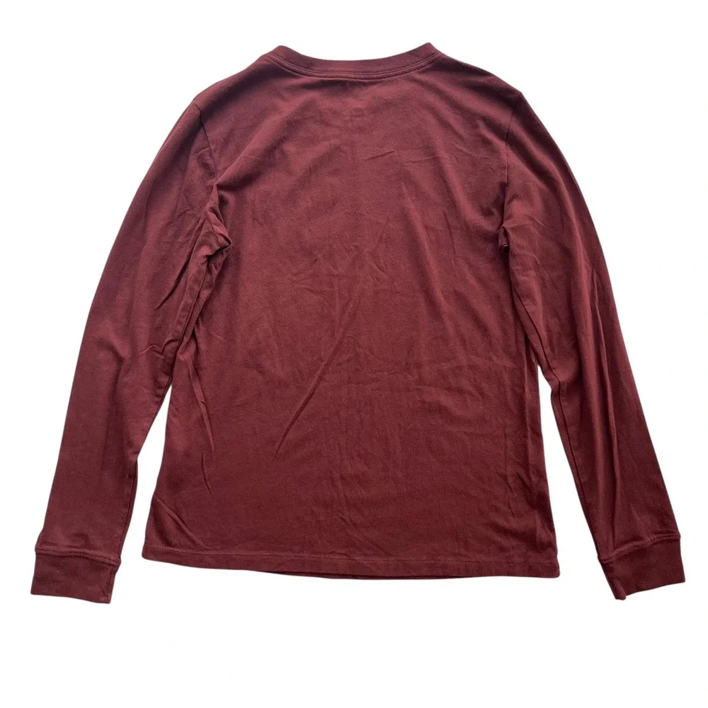 Nike Women's Sm Brown White Graphic Logo Long Sleeve T-Shirt The Nike Tee Sporty